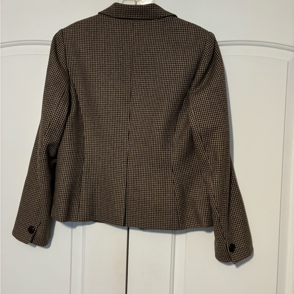 Talbots wool blazer brown/tan excellent condition checkered tweed size 10  - Picture 2 of 11